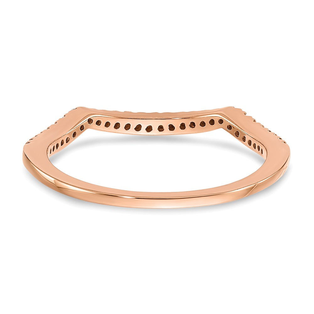 14K Roségold Ehering mit echten Diamanten, konturiert