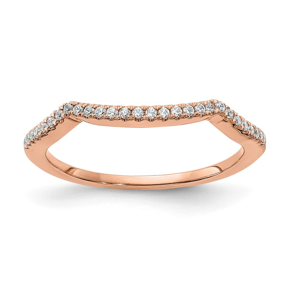 14K Roségold Ehering mit echten Diamanten, konturiert