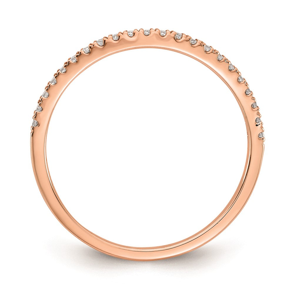 14K Roségold Ehering mit echten Diamanten, konturiert