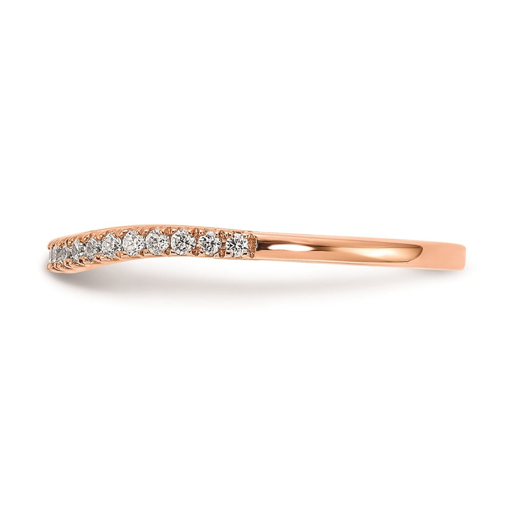 14K Roségold Ehering mit echten Diamanten, konturiert