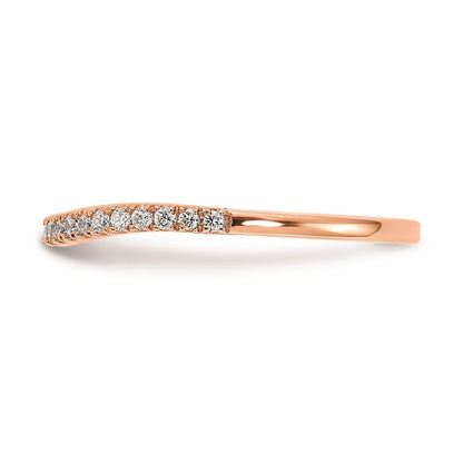 14K Roségold Ehering mit echten Diamanten, konturiert