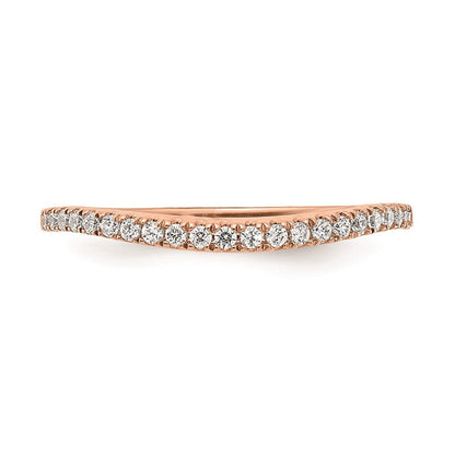 14K Roségold Ehering mit echten Diamanten, konturiert