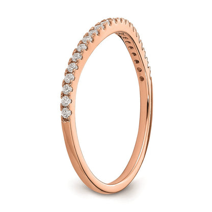 14K Roségold Ehering mit echten Diamanten, konturiert