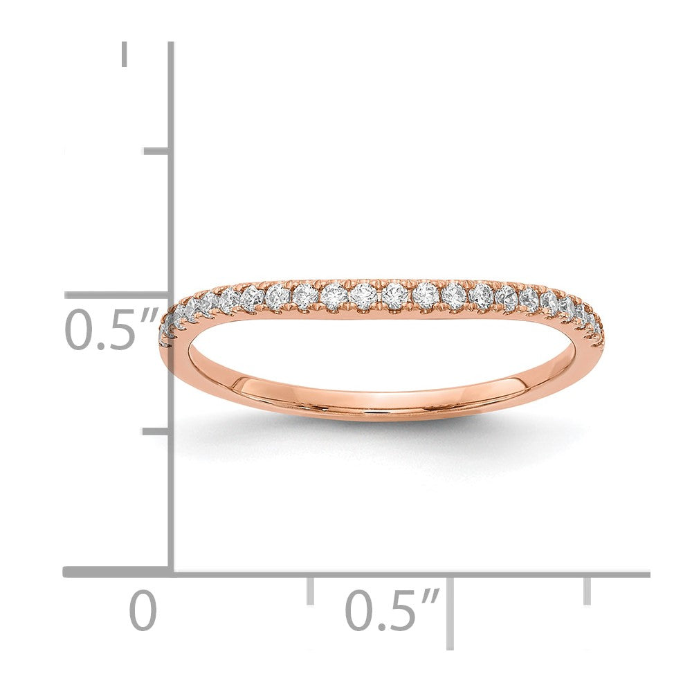 14K Roségold Ehering mit echten Diamanten, konturiert