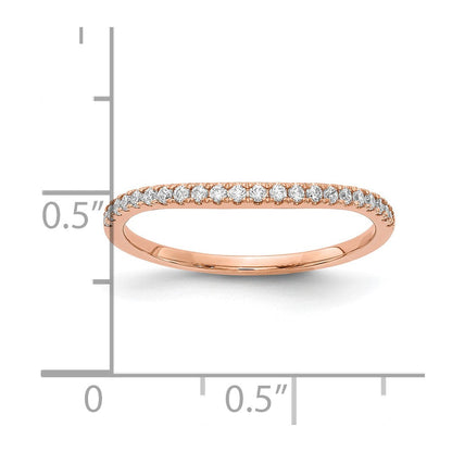 14K Roségold Ehering mit echten Diamanten, konturiert