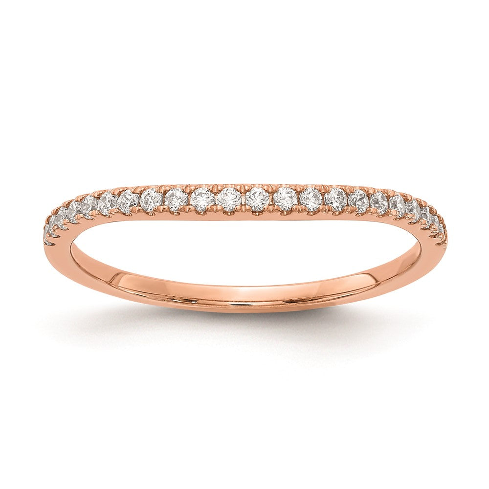 14K Roségold Ehering mit echten Diamanten, konturiert