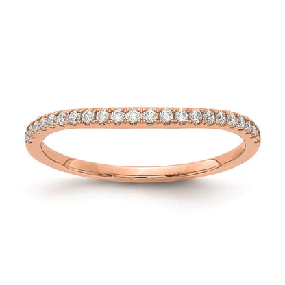 14K Roségold Ehering mit echten Diamanten, konturiert