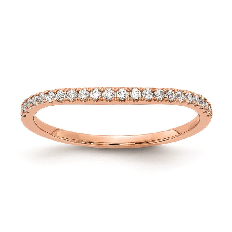 14K Roségold Ehering mit echten Diamanten, konturiert