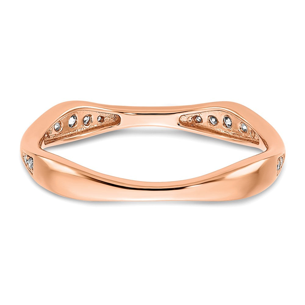 14K Roségold 1/8 Karat Diamant Contoured Komplett Ehering