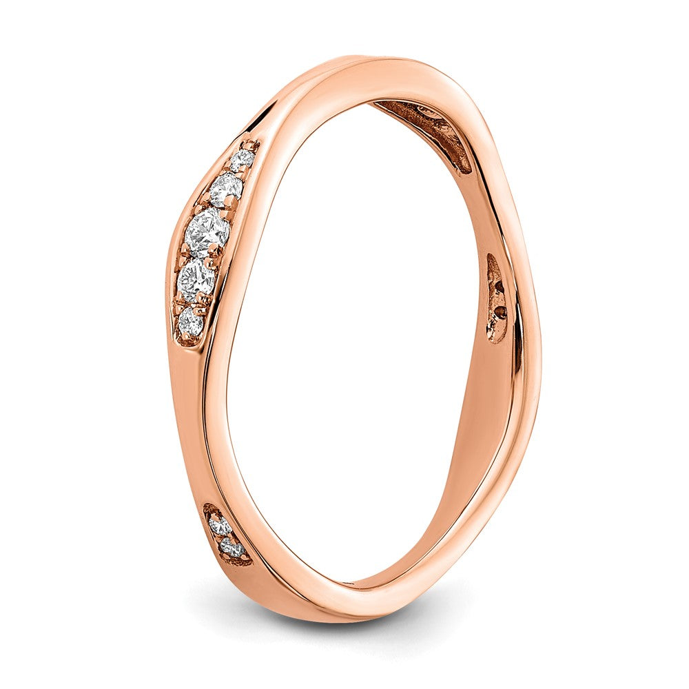 14K Roségold 1/8 Karat Diamant Contoured Komplett Ehering