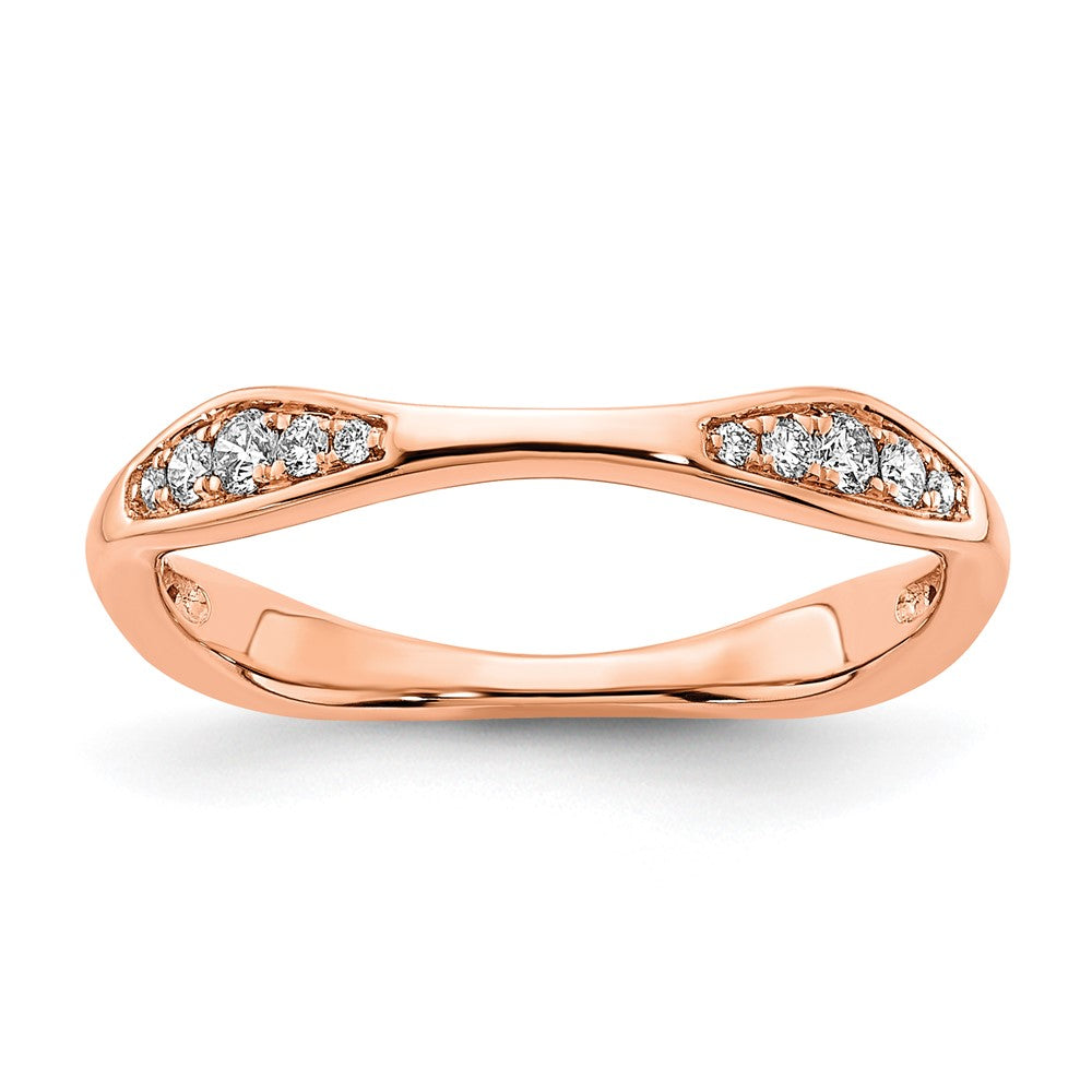 14K Roségold 1/8 Karat Diamant Contoured Komplett Ehering