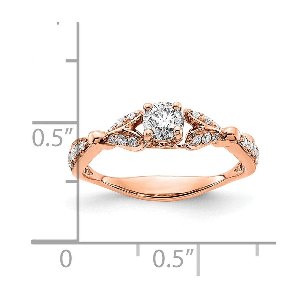 14K Roségold Zwei Herzen (holds 1/2 Karat (4.5mm) Rund Mittig) 1/4 Karat Diamant Halbfassung Verlobungsring