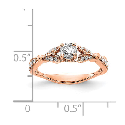 14K Roségold Zwei Herzen (holds 1/2 Karat (4.5mm) Rund Mittig) 1/4 Karat Diamant Halbfassung Verlobungsring