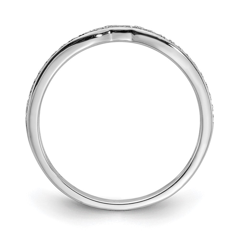 14K Weißgold Ehering mit echten Diamanten, konturiert