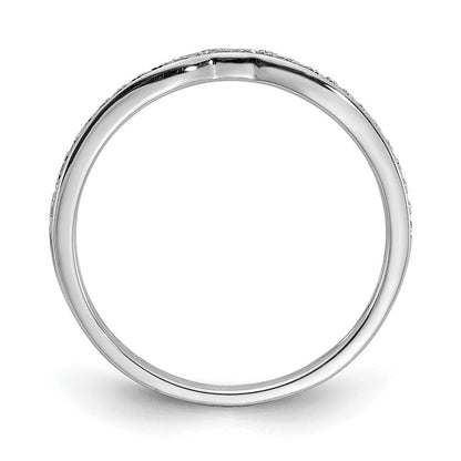 14K Weißgold Ehering mit echten Diamanten, konturiert