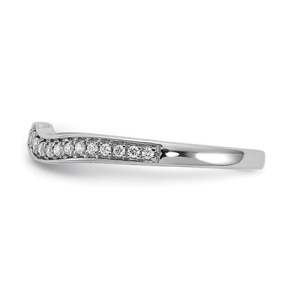 14K Weißgold Ehering mit echten Diamanten, konturiert
