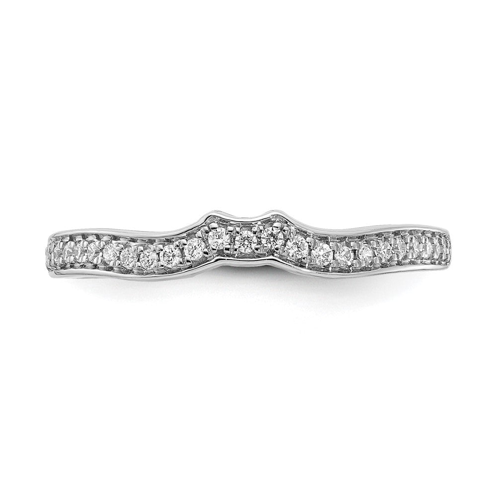 14K Weißgold Ehering mit echten Diamanten, konturiert
