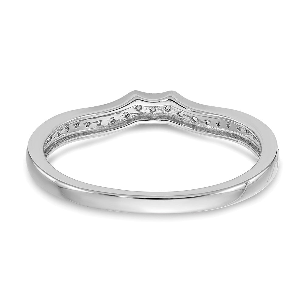 14K Weißgold Ehering mit echten Diamanten, konturiert