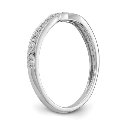 14K Weißgold Ehering mit echten Diamanten, konturiert