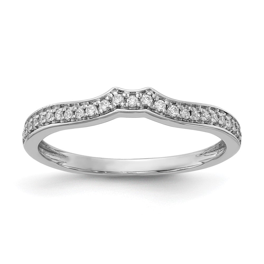 14K Weißgold Ehering mit echten Diamanten, konturiert