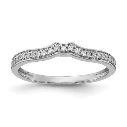 14K Weißgold Ehering mit echten Diamanten, konturiert