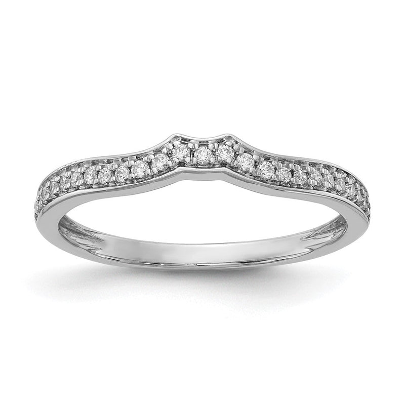 14K Weißgold Ehering mit echten Diamanten, konturiert