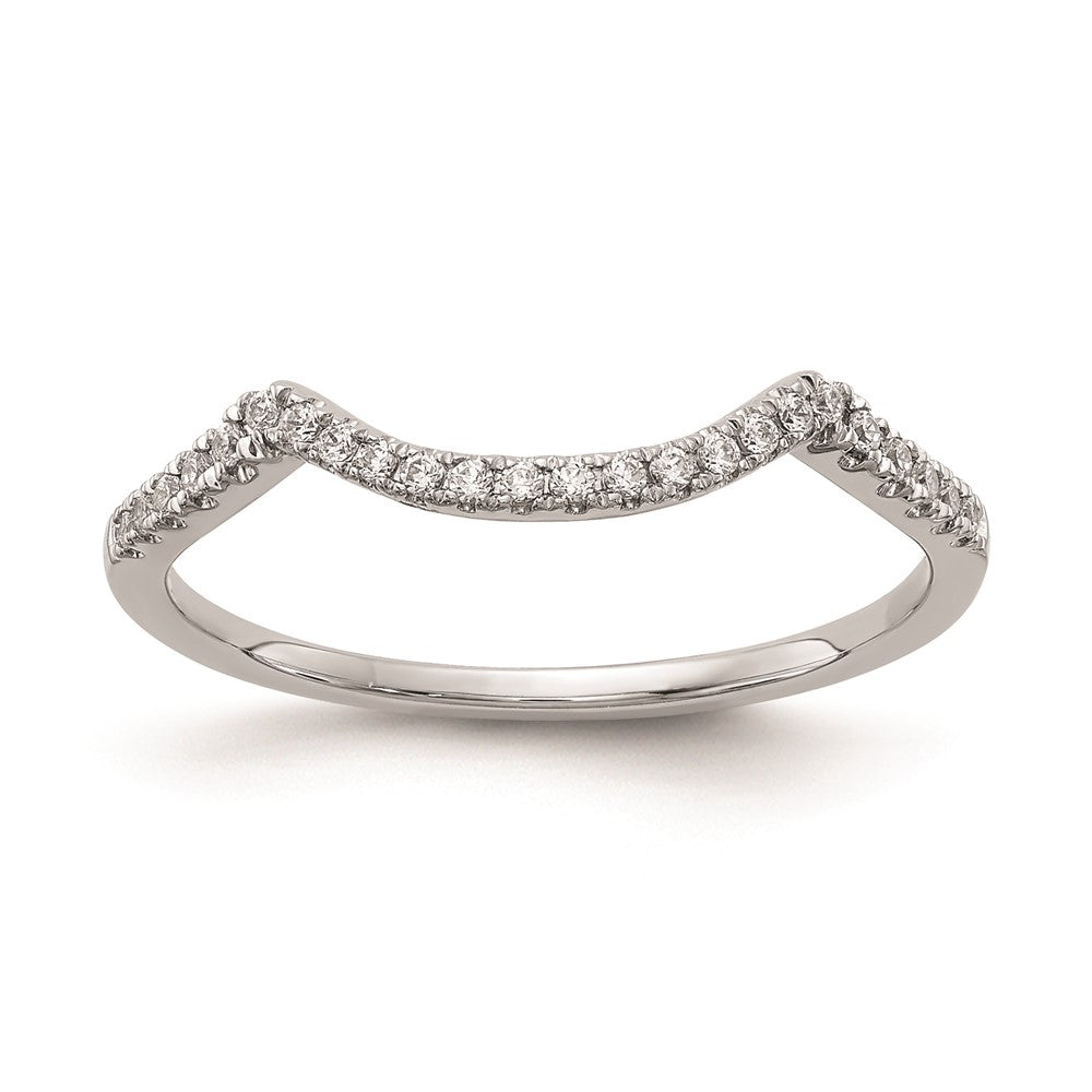 14K Weißgold Ehering mit Echt-Diamant, konturiert