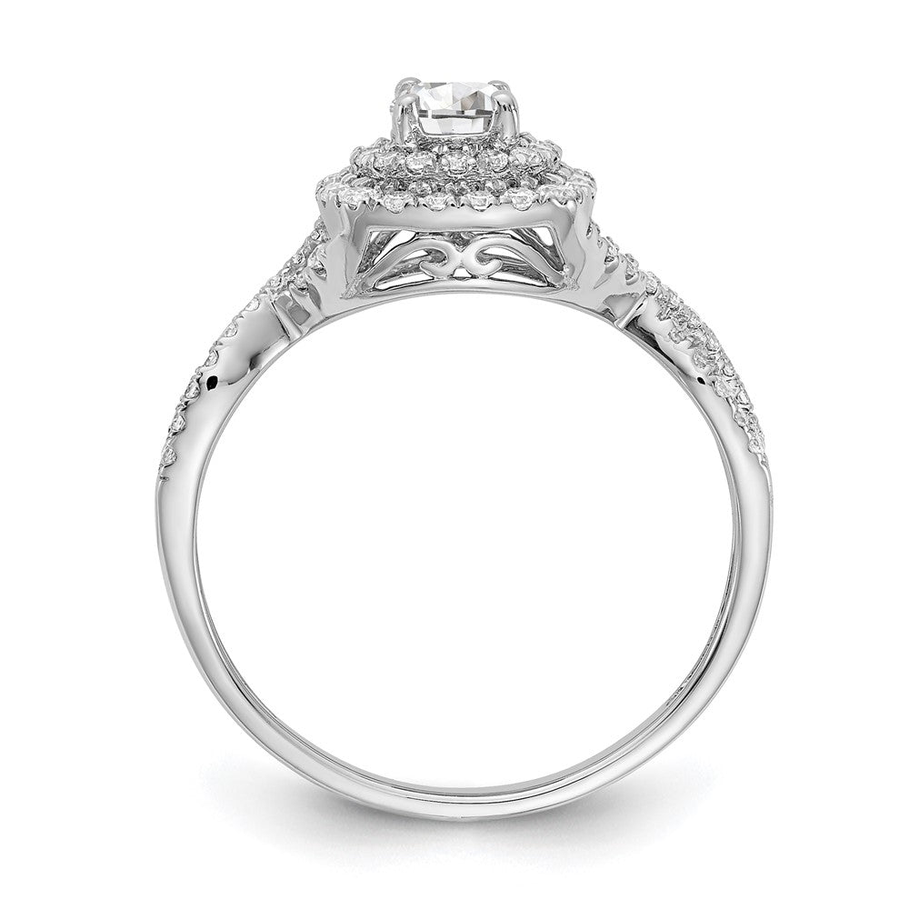 14K Weißgold Verlobungsring mit rundem doppeltem Halo, 0,75 ct. Labor-Diamant VS/SI+ G+, komplett
