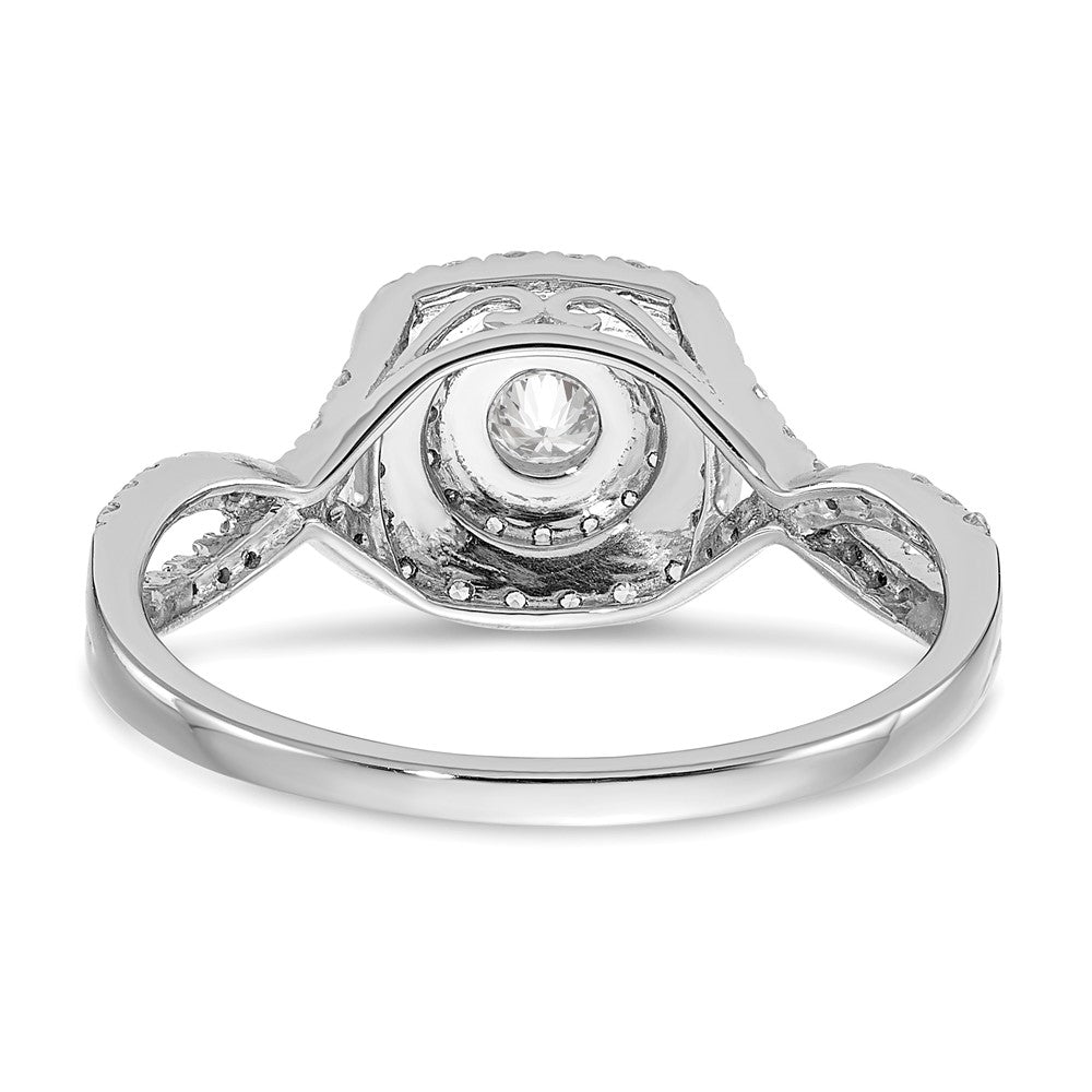 14K Weißgold Verlobungsring mit rundem doppeltem Halo, 0,75 ct. Labor-Diamant VS/SI+ G+, komplett