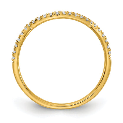 14K Gelbgold Ehering mit echten Diamanten, konturiert