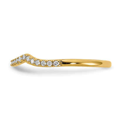 14K Gelbgold Ehering mit echten Diamanten, konturiert