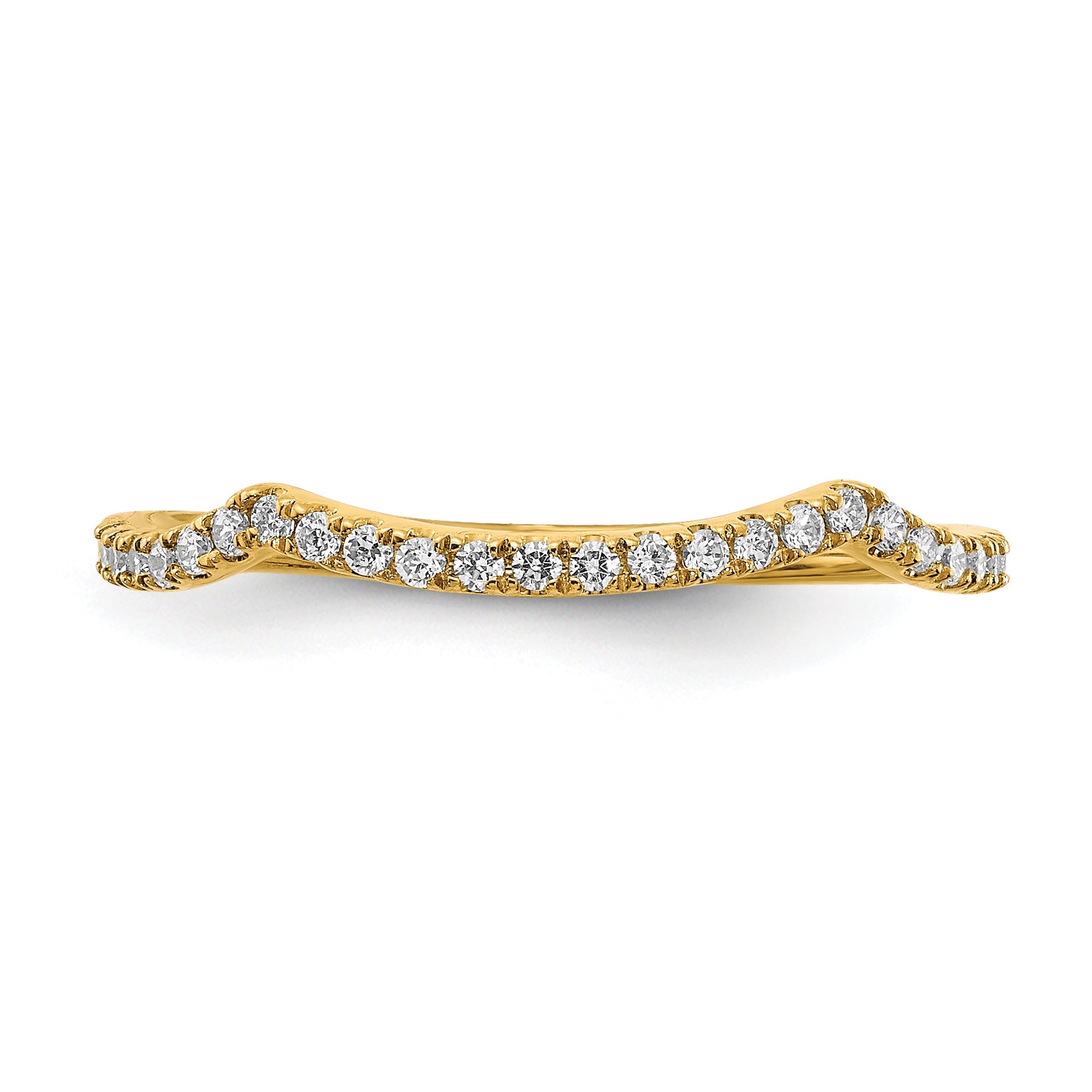 14K Gelbgold Ehering mit echten Diamanten, konturiert