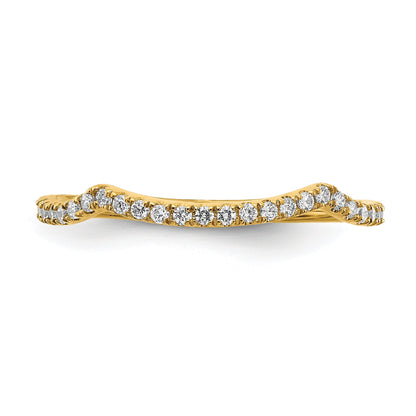 14K Gelbgold Ehering mit echten Diamanten, konturiert