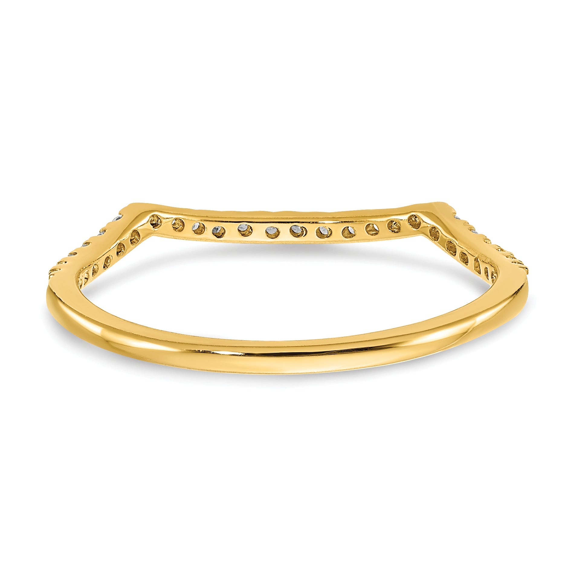 14K Gelbgold Ehering mit echten Diamanten, konturiert