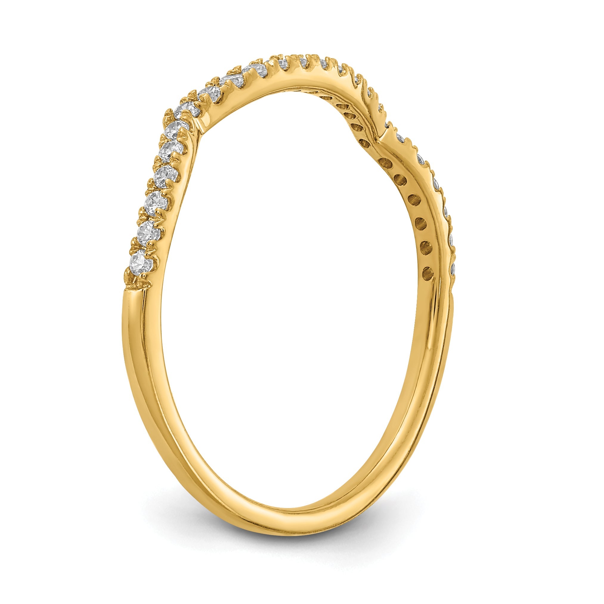 14K Gelbgold Ehering mit echten Diamanten, konturiert