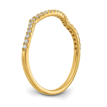 14K Gelbgold Ehering mit echten Diamanten, konturiert