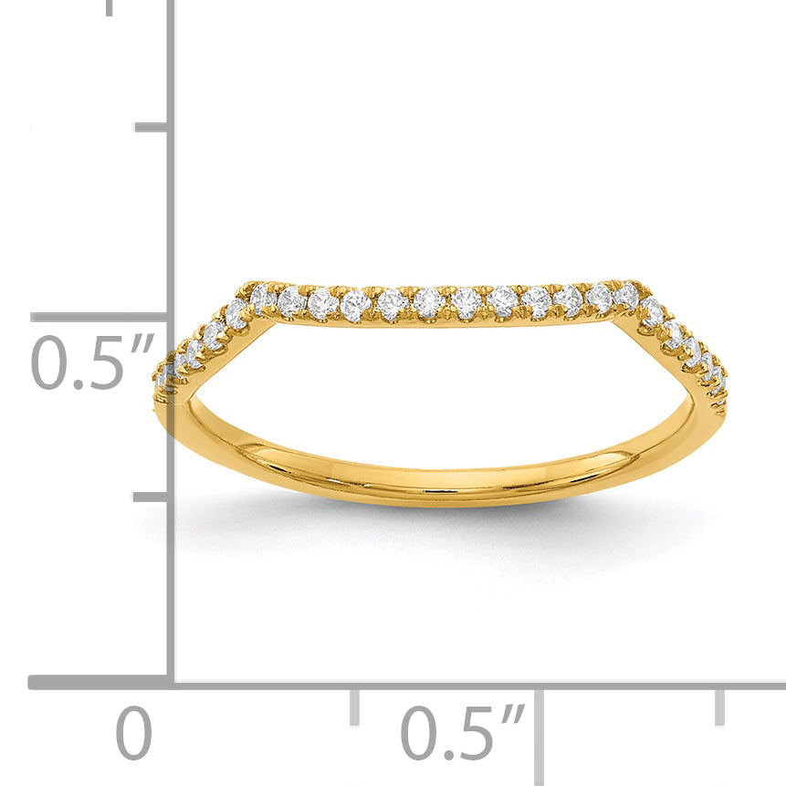 14K Gelbgold Ehering mit echten Diamanten, konturiert