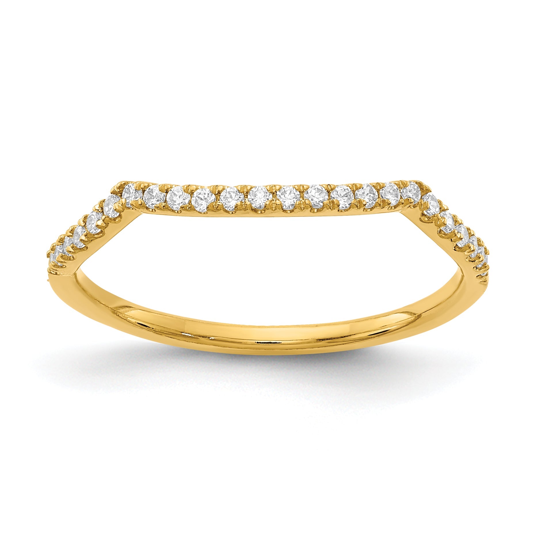 14K Gelbgold Ehering mit echten Diamanten, konturiert