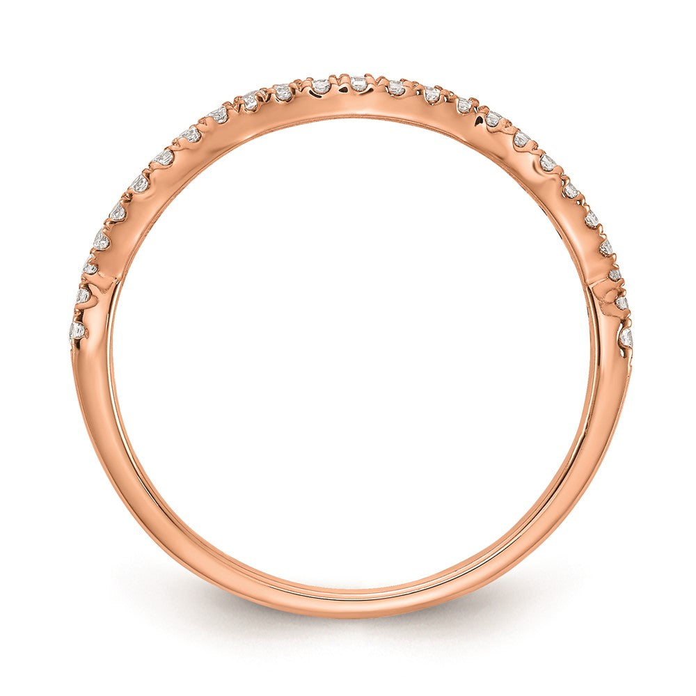 14K Roségold Ehering mit echten Diamanten und geschwungenem Design