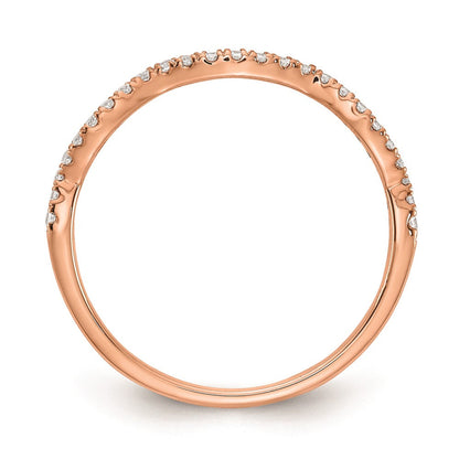 14K Roségold Ehering mit echten Diamanten und geschwungenem Design