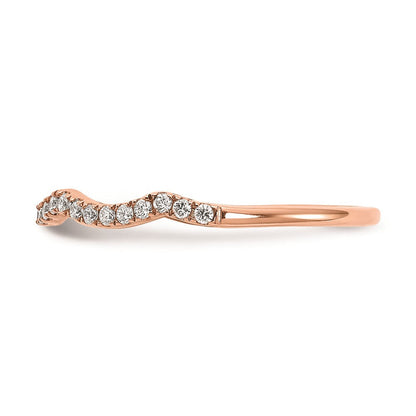14K Roségold Ehering mit echten Diamanten und geschwungenem Design