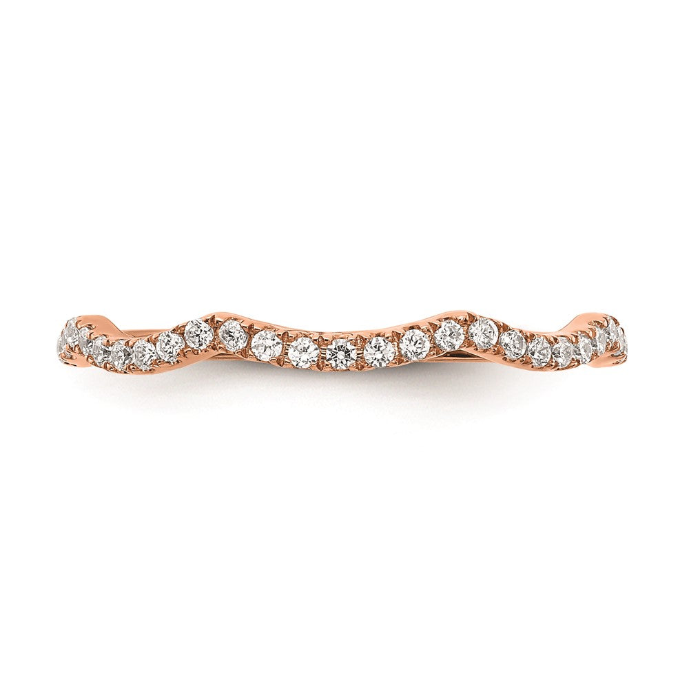 14K Roségold Ehering mit echten Diamanten und geschwungenem Design