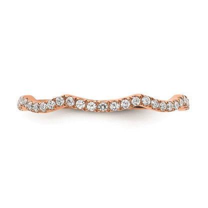14K Roségold Ehering mit echten Diamanten und geschwungenem Design