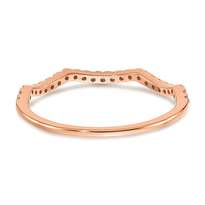 14K Roségold Ehering mit echten Diamanten und geschwungenem Design
