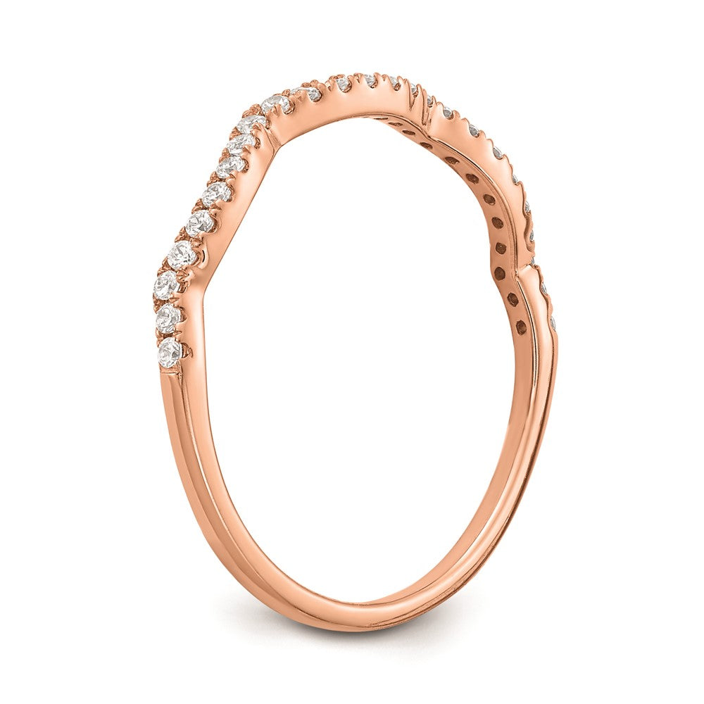 14K Roségold Ehering mit echten Diamanten und geschwungenem Design
