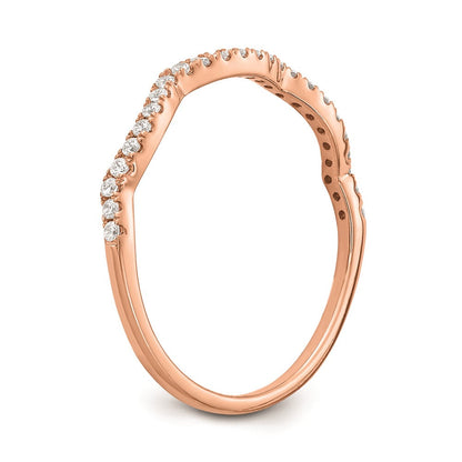 14K Roségold Ehering mit echten Diamanten und geschwungenem Design