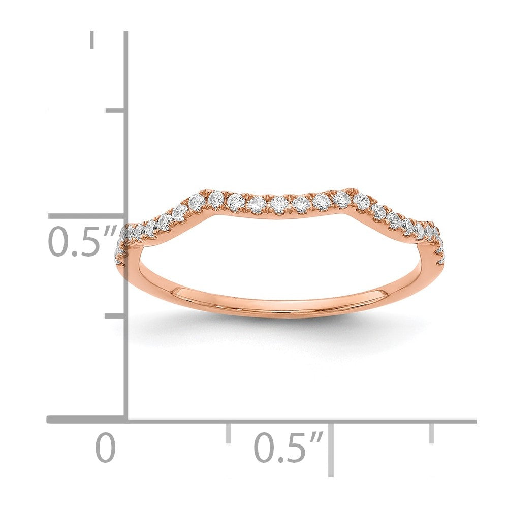 14K Roségold Ehering mit echten Diamanten und geschwungenem Design