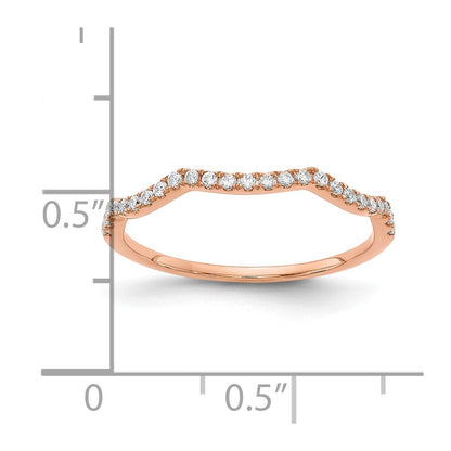 14K Roségold Ehering mit echten Diamanten und geschwungenem Design