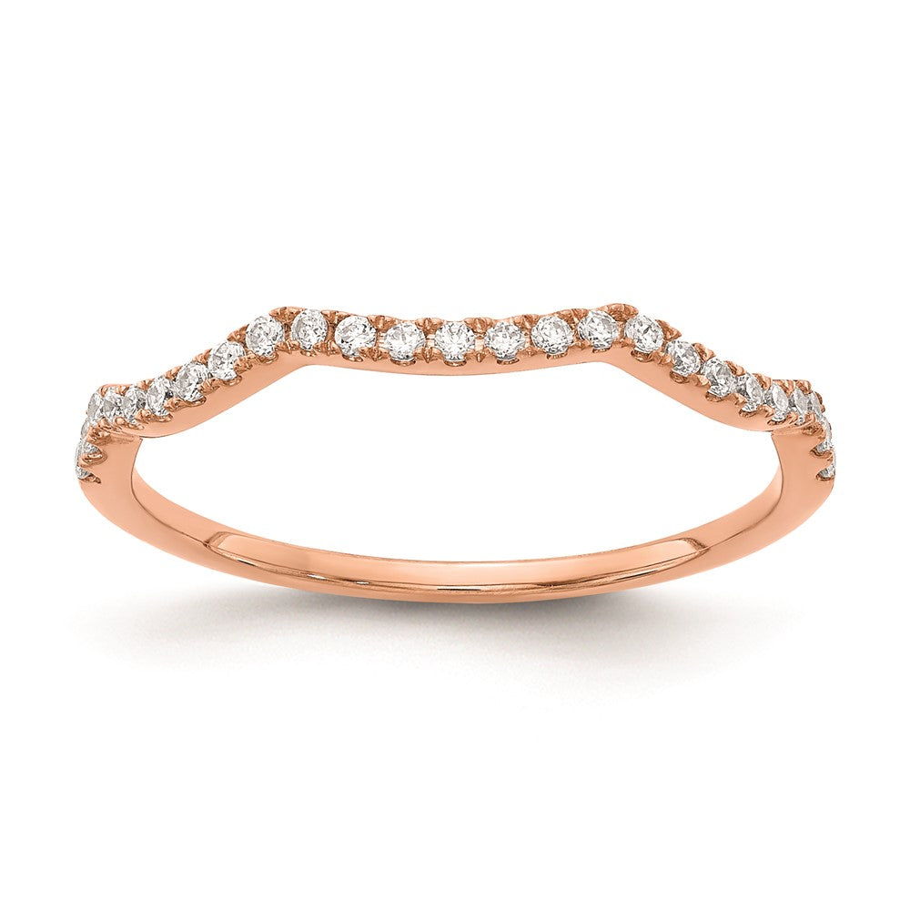 14K Roségold Ehering mit echten Diamanten und geschwungenem Design