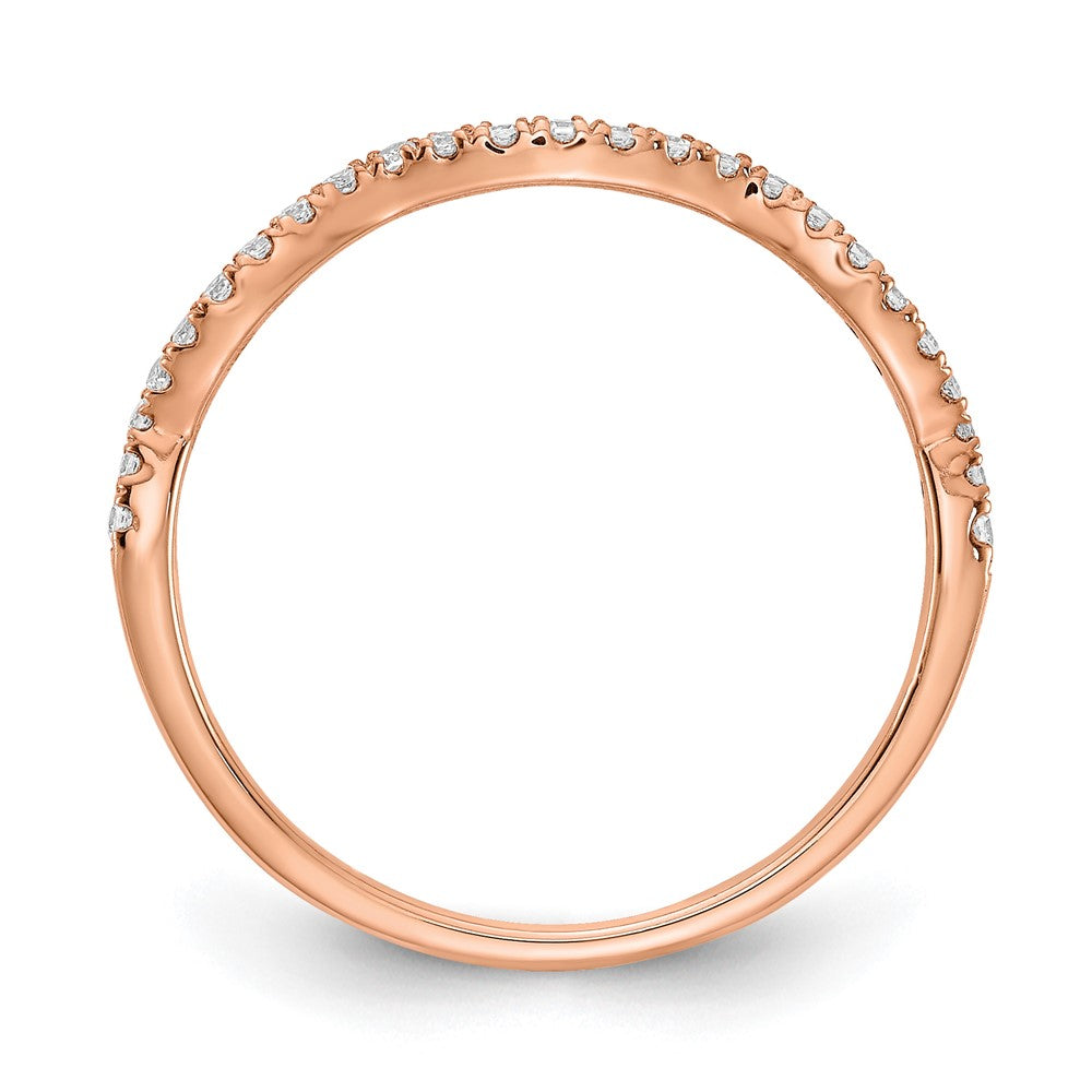 14K Roségold Wedding Ring mit konturiertem Labor-Diamant, VS/SI+ G+, 0,ct